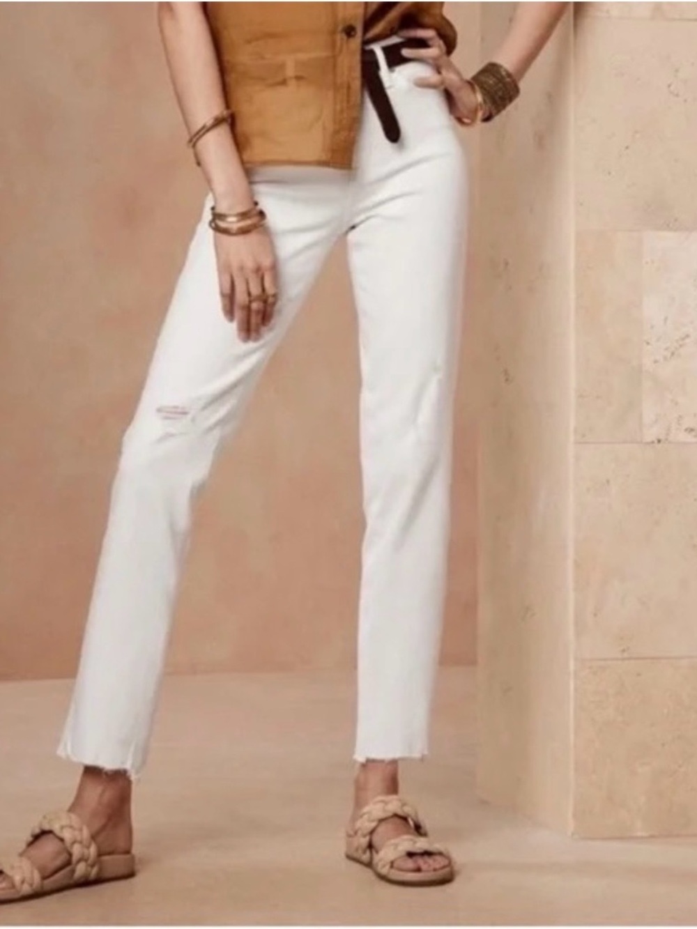 Banana Republic White Cropped High Rise Slim Jeans
